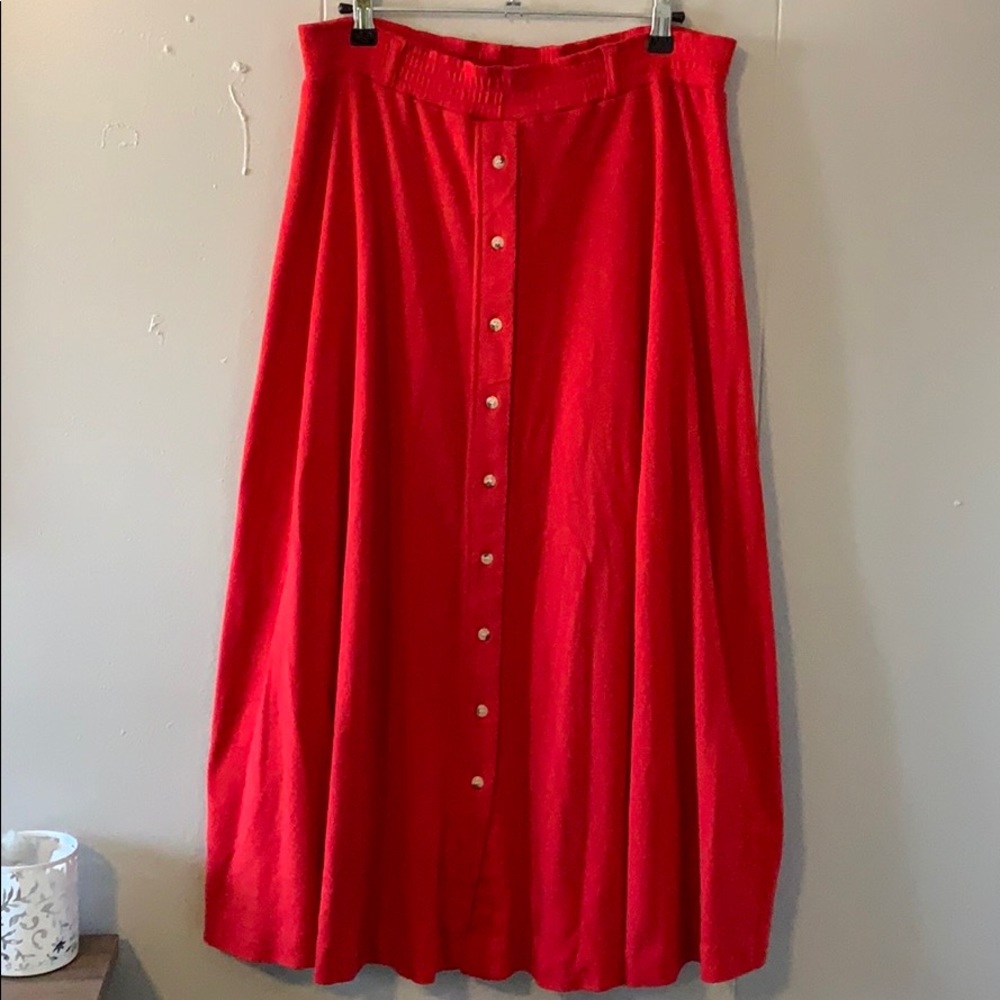 Red midi skirt